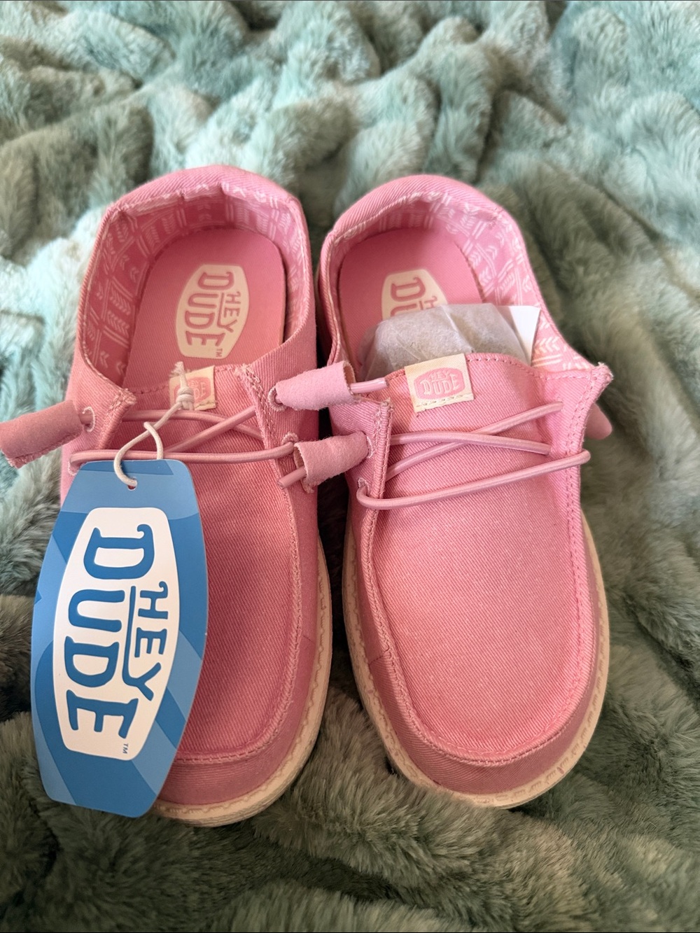 Hey Dude Kids Pink Canvas Slip-Ons with Elastic Laces